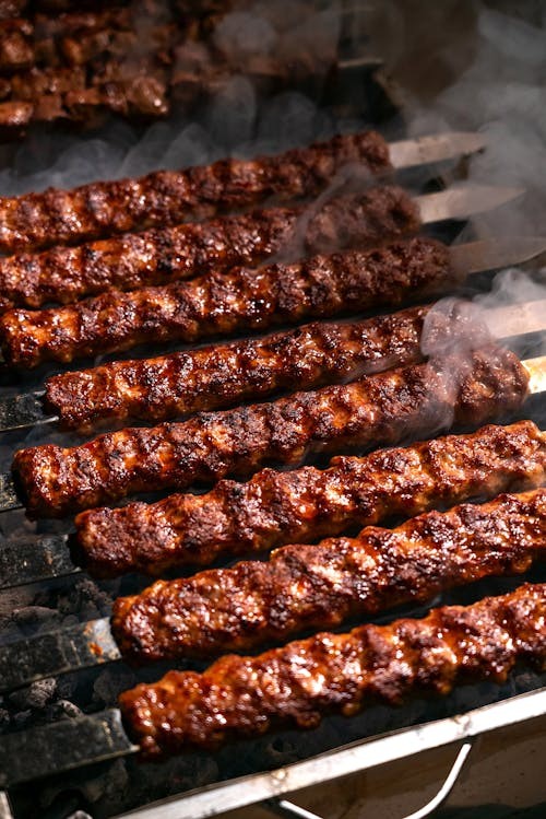 Koobideh kebabs on the grill